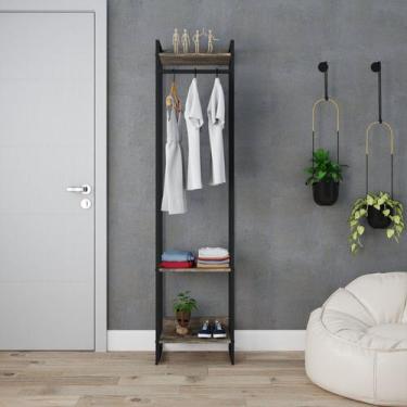 Imagem de Estante Closet Arara Industrial 3 Prateleiras 187x45cm Dynamica Marrom