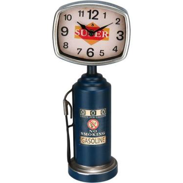 Imagem de Relogio de Mesa Vintage Home&Co 36x15x10cm Metal Azul Enfeite Decoraçã