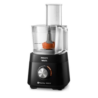 Imagem de Philips Walita Multiprocessador PowerChop 1000, Preto, Copo com capacidade de 1,5 litros, Duas velocidades + pulsar, 6 acessórios, 1000W, 110V (HR7304/93)
