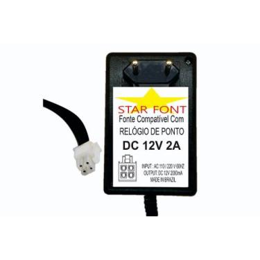 Imagem de Fonte DC 12V 2000mA 4 Vias para Relógio de Ponto Dimep Printpoint 2 D1
