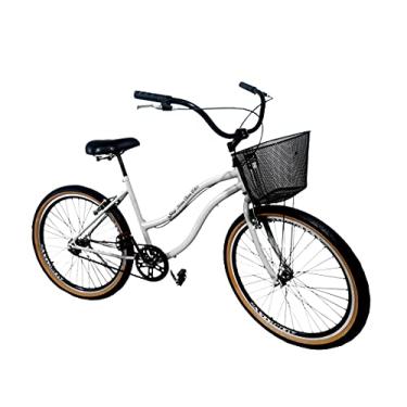 Imagem de Bicicleta urbana com cesta aros aero freios alumínio Branco