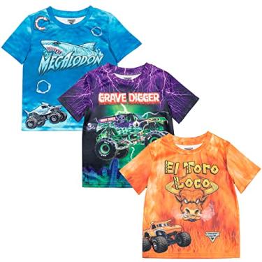 Imagem de Monster Jam Pacote com 3 camisetas de manga curta Trucks Boys, Laranja/Roxo/Azul, 18-20