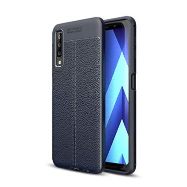 Imagem de Capa ultrafina para Galaxy A7 (2018)/A750 Litchi Texture Soft TPU Capa protetora (preta) Capa traseira para telefone (cor: azul marinho)