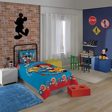 Imagem de Jogo de Cama Solteiro Estampado Mickey 1,50 m x 2,10 m Com 2 peças