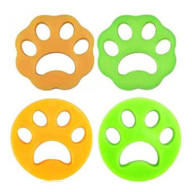 Imagem de Pacote com 4 removedores de pelos de animais de estimação para apanhador de fiapos de lavanderia, apanhador de pelos de lavanderia reutilizável para máquina de lavar, secadora, roupa de cama