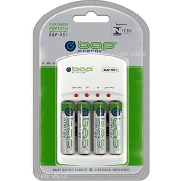 Imagem de Bap Energy Carregador de pilhas e baterias (AA/AAA/9v) Com 4 Pilhas AA 2700 mah -551 -, Pequeno