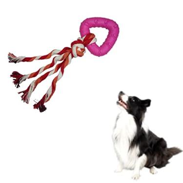 Imagem de Brinquedo Mordedor com Corda Triangulo Pingente para Cachorro (Rosa)