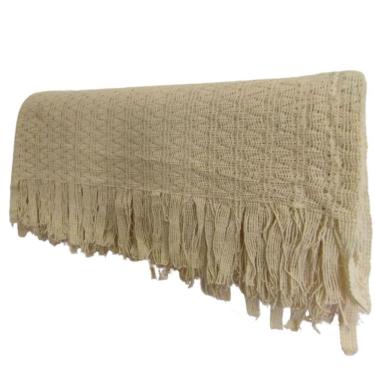 Imagem de Manta Decorativa de Renda Jamaicano King Bege 2,60 x 2,30 m