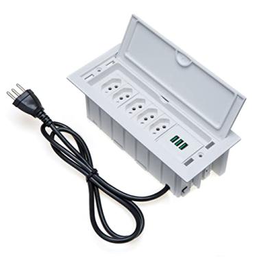 Imagem de Caixa De Tomada 7 Blocos Embutir 5 Tomadas 10A 3 USB 5.2A COR:BRANCO