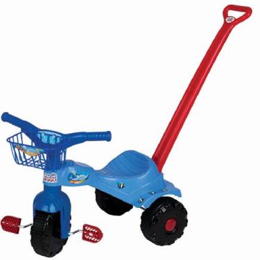 Imagem de Triciclo Velotrol Infantil Tico Tico Tubarao Azul Com Alca Meninos - M