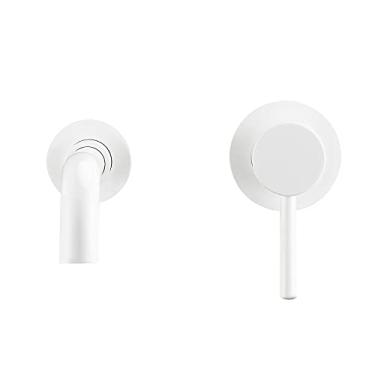 Imagem de Lavatório torneira do banheiro água quente e fria montagem na parede misturador pia torneira giratória banho com alça de alavanca única, branco brilhante, 210 mm, China