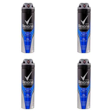 Imagem de Kit 4 Und Desodorante Aerosol Rexona Masculino 48H Active 90G