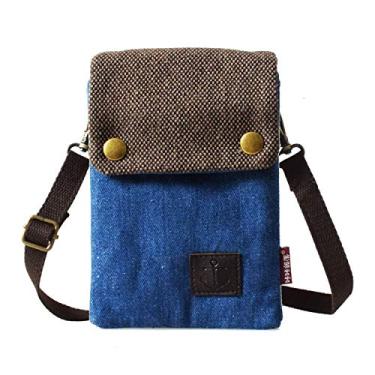 Imagem de Bolsa de lona feminina Witery, bolsa tiracolo, bolsa para celular, mini bolsa de ombro, Azul, 7.5¡Á5¡Á1 inches