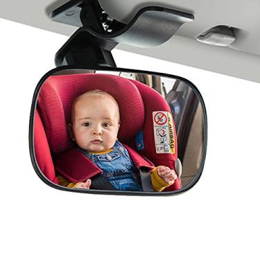Imagem de Espelho de segurança para bebês convexo grande angular retrovisor interior automotivo retrovisor bebê 360 graus ajustável segurança assento traseiro espelho com clipe preto