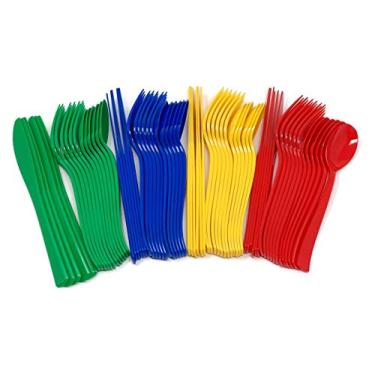 Imagem de Paint Party Cutlery 24 Ct utensílios de plástico para chá de bebê de aniversário ou menino
