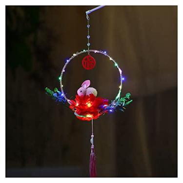 Imagem de Lanterna de coelho estilo chinês faça você mesmo para crianças meninos e meninas presente criativo pacote de material delicado DIY lanterna em forma de coelho estilo simples artesanato elegante para festas de Natal pátio jardim
