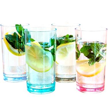 Imagem de Youngever Pacote com 8 copos de água de plástico de 473 ml, copos de plástico, copos de plástico reutilizáveis, copos inquebráveis, reutilizáveis | SEM BPA | Seguro para lava-louças (473 ml, 4 cores)