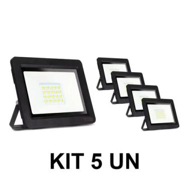 Imagem de Kit 5 Refletor Micro Led 50W Smd Eco 6500K Branco Frio Decoração Casa