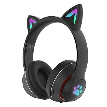 Imagem de Henniu Fone de Ouvido Orelha de Gato com LED, Cat Ear Headphone Bluetooth Sem Fio