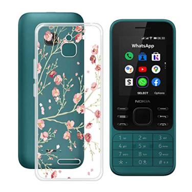 Imagem de HGJTF Capa de telefone para Nokia 6300 4G (2,4 polegadas), capa amortecedora de silicone macio à prova de choque, ultrafina, antiamarelamento, capa traseira transparente para Nokia 6300 4G - Camellia