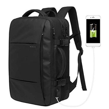 Imagem de Mochila de viagem durável, bolsa executiva com interface USB, mochila escolar resistente à água, bolsa universitária de viagem ao ar livre para caminhada para mulheres masculinas ao ar livre, preta