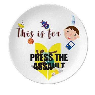 Imagem de Prato de porcelana The Assault Game Dialogue Press Jantar redondo Prato Boy Man