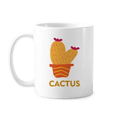 Imagem de Cacto laranja em vaso suculentas caneca cerâmica café porcelana caneca talheres