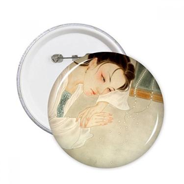 Imagem de Pintura de beleza tradicional chinesa branca com broches redondos, emblema, decoração de roupas, presente 5 peças