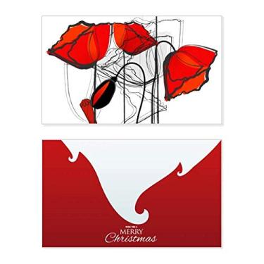 Imagem de Linha de arte abstrata de flores vermelhas pintura milho feriado feliz Natal cartão de parabéns mensagem de Natal letra