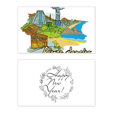 Imagem de Cartão de felicitações de Ano Novo Brasil Rio de Janeiro pintado à mão