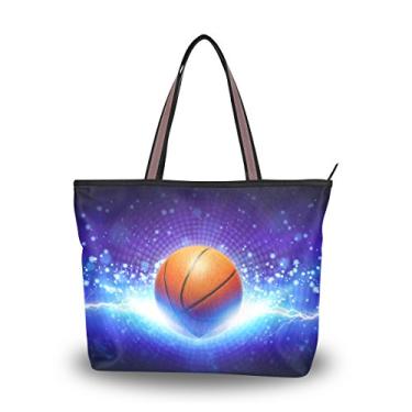 Imagem de ColourLife Bolsa de basquete com alça de ombro leve de poliéster para mulheres, Colorido., Large