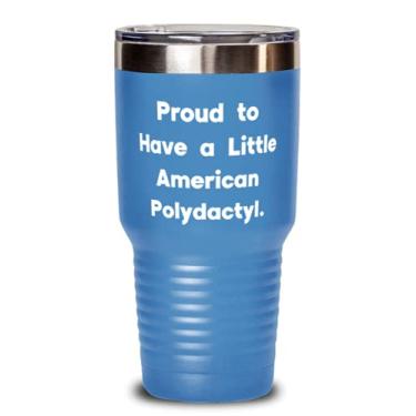 Imagem de Proud to Have a Little American. Copo de 850 g, presente de gato americano Polydactyl dos amigos, copo isolado sarcástico para amantes de gatos