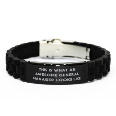 Imagem de SpreadPassion Bracelete com fecho Glidelock preto para gerente geral inspirador, presente para colegas de trabalho, presentes inadequados do líder da equipe