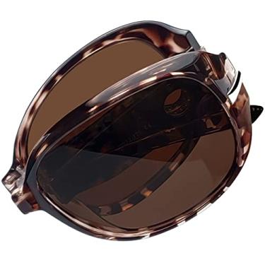 Imagem de Óculos de Sol Femininos Polarizados Dobráveis Joopin Grande Armação Óculos Escuros para Mulheres Retro Vintage Senhoras Tons(Leopardo Dobrável)