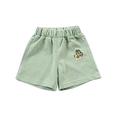 Imagem de Shorts infantis para meninos verão casual shorts diário bolso casual moda para roupas infantis shorts jeans menina (verde, 4-5 anos)