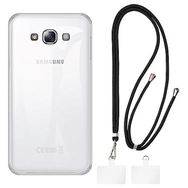 Imagem de Shantime Capa para Samsung Galaxy E7 + cordões universais para celular, pescoço/alça macia de silicone TPU capa amortecedora para Samsung Galaxy E7 (5,5 polegadas)