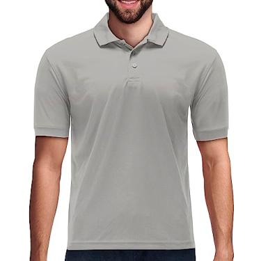 Imagem de Camiseta polo masculina premium com absorção de umidade, Cinza, XX-Large