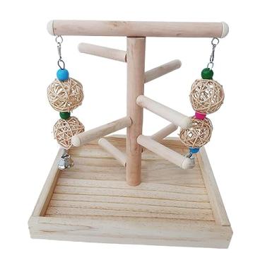 Imagem de IEUDNS s de madeira Poleiro Suporte de treinamento de s de calopsita Ginásio de escalada Playground Tentilhões Pombinhos