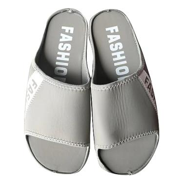 Imagem de Sandálias femininas de tecido de verão sandálias planas moda casual confortável ao ar livre sandálias de anabela larga para, Cinza, 6.5