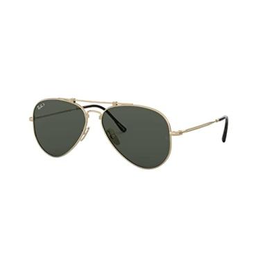 Imagem de Ray-Ban Óculos de sol aviador de titânio RB8125m, Semigloss/Polarizado G-15 Verde, 58 mm