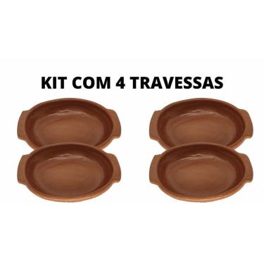 Imagem de Kit Com 4 Travessas De Barro Artesanais Para Boteco Petiscos