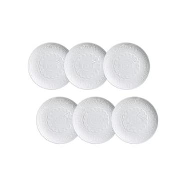 Imagem de Conjunto de Pratos de Sobremesa Porto Brasil Agra Branco em Cerâmica Feldspática 20 cm – 6 Peças