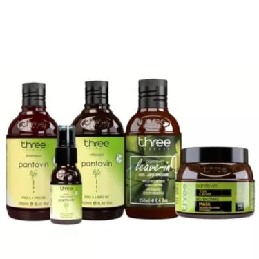 Imagem de Pantovin Life + Leave-in + Másc Teia 500g Three Therapy (kit completo)