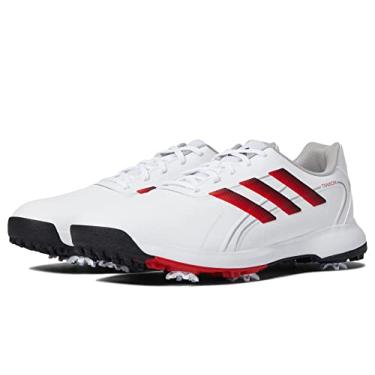 Imagem de adidas Tênis de golfe masculino Traxion Lite Max Wide, Calçado branco/preto/vermelho vívido, 8