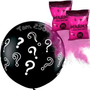 Imagem de Balão Big Chá de revelação + 2 Tinta Em Pó Colorido Holi Party, Kit Com 2 Cores Com 100 Grama Cada Povinho, Festas Chá Revelação (Rosa)