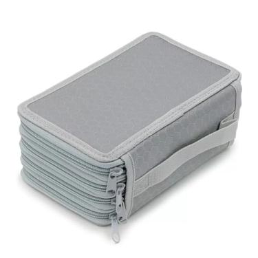 Imagem de Estojo Escolar Com 4 compartimentos, Capacidade para 72 lapis,1borracha e 1 apontador. Otima Escolha para o seu dia a dia (Cinza)