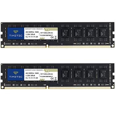 Imagem de Timetec Kit de 8 GB (2 x 4 GB) DDR3L / DDR3 1600 MHz PC3L-12800 / PC3-12800 Não-ECC sem buffer 1,35V / 1,5V CL11 2Rx8 Dual Rank 240 pinos UDIMM Desktop PC módulo memória RAM (8 GB KIT (2 x 4 GB)))))