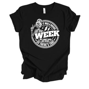 Imagem de Hilarious Rough Week But Didn't Need Bail Money Edgy Cute Skeleton Graphic Camiseta feminina, Preto, 3G