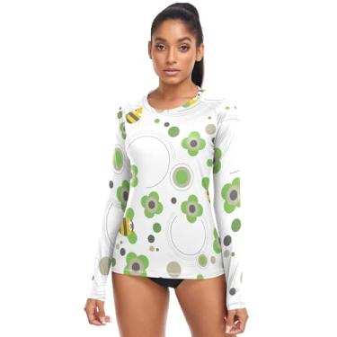 Imagem de KLL Camiseta feminina Bee Green Flower Good Luck Rash Guard de secagem rápida FPS 50+, Flor verde abelha Good Luck, GG