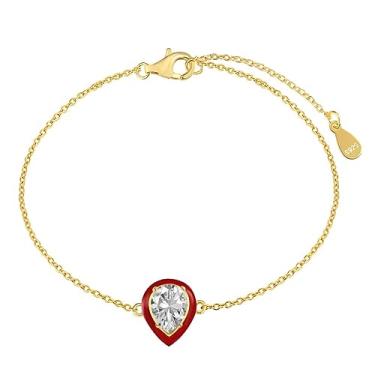 Imagem de GemKing DY150165-S-G-WH 925 Silver Chain 18k Gold Plated Fashion Jewelry Iced Out Pendant Tennis 5a Cubic Zirconia Crystal Charm Women Bracelet